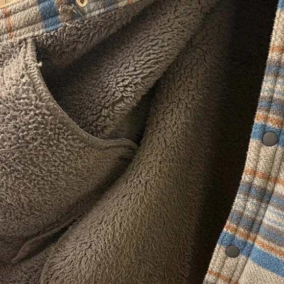 ** Volcom ** men’s Sherpa jacket voyager Striped Blue and Gray - Large Jacket - Picture 9 of 10